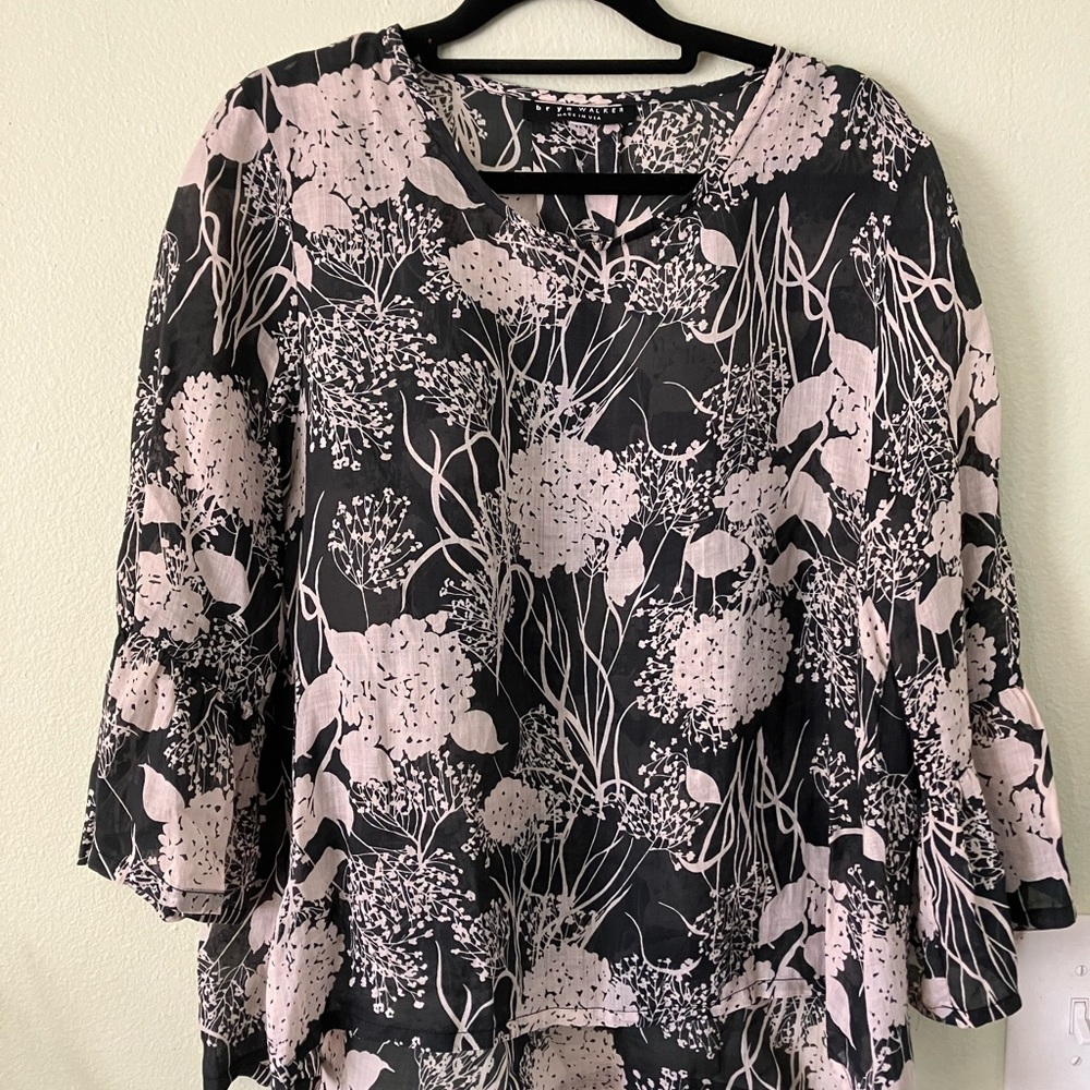 Bryn Walker chic semi sheer floral top